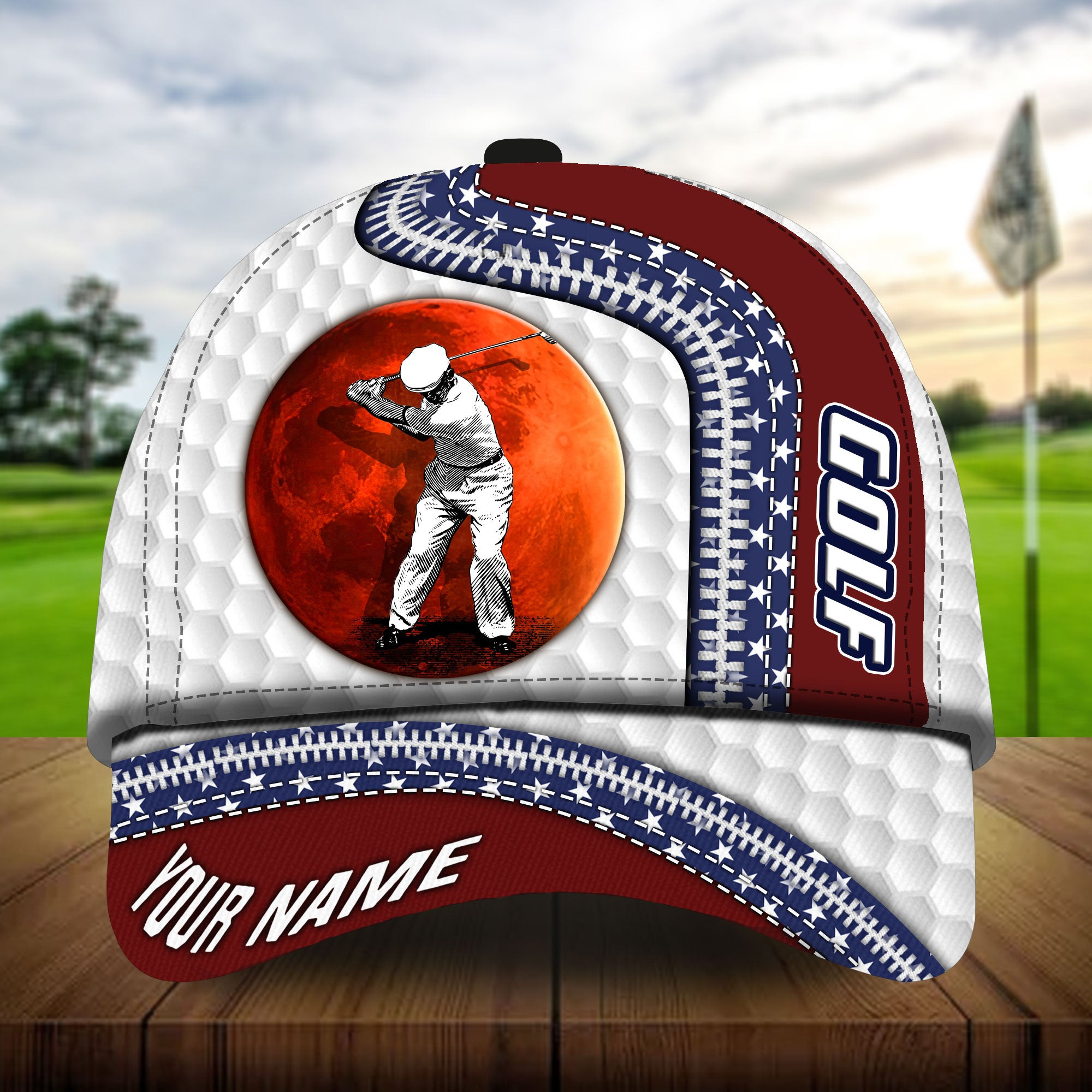Premium American Old Man Plays Golf Golf Hats For Golf Lovers Multicolor Personalized Classic Cap