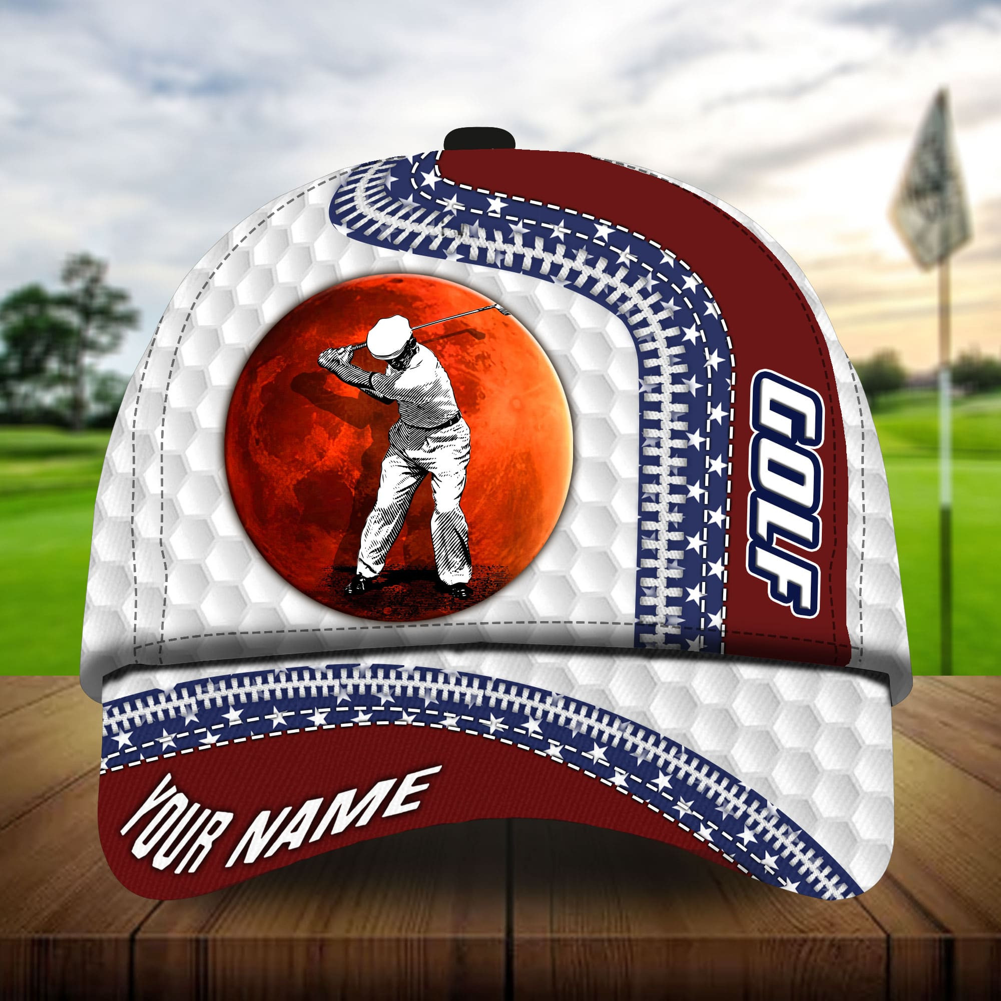 Premium American Old Man Plays Golf Golf Hats For Golf Lovers Multicolor Personalized Classic Cap