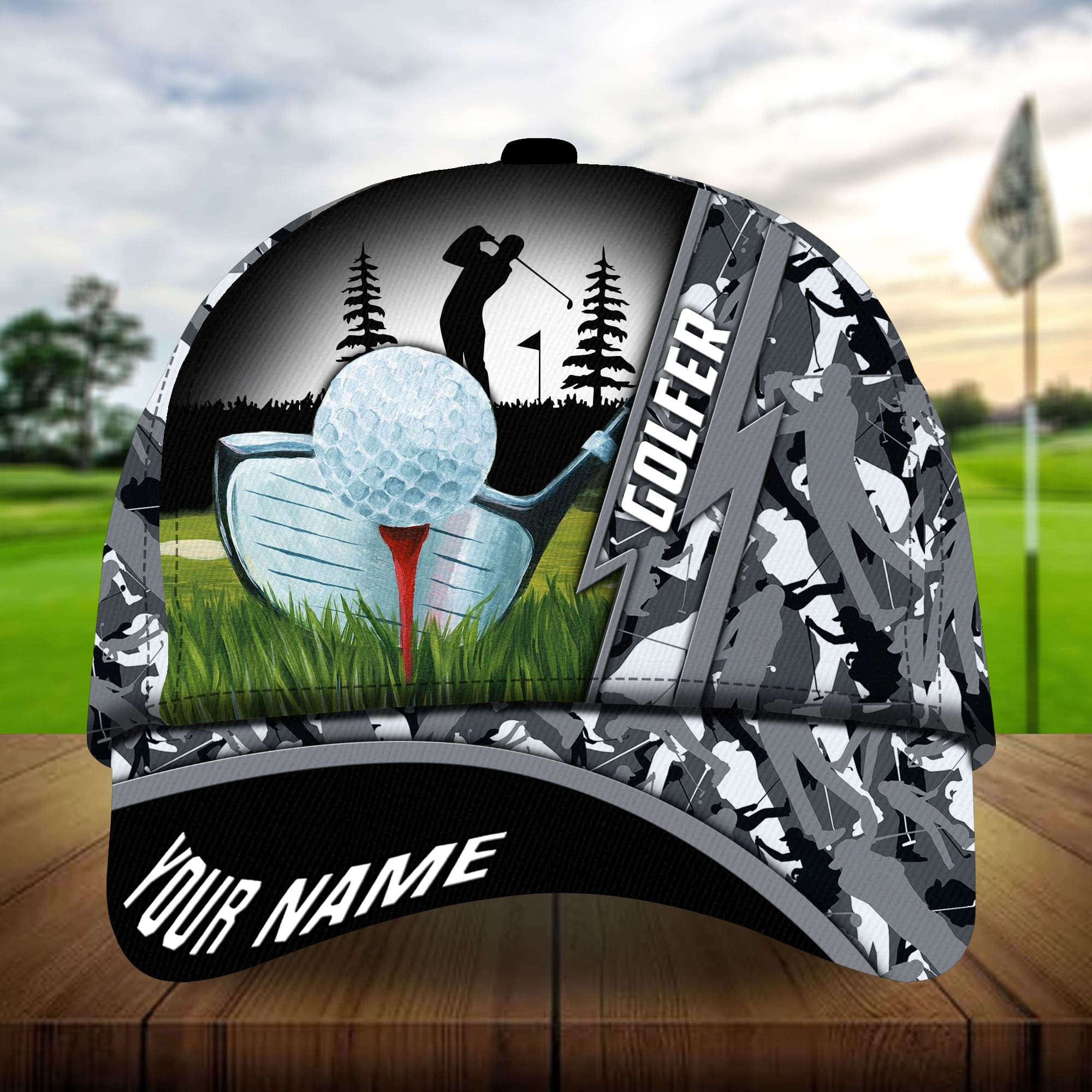 Premium Camo Lighting Golf Art Golf Hats For Golf Lovers Multicolor Personalized Classic Cap