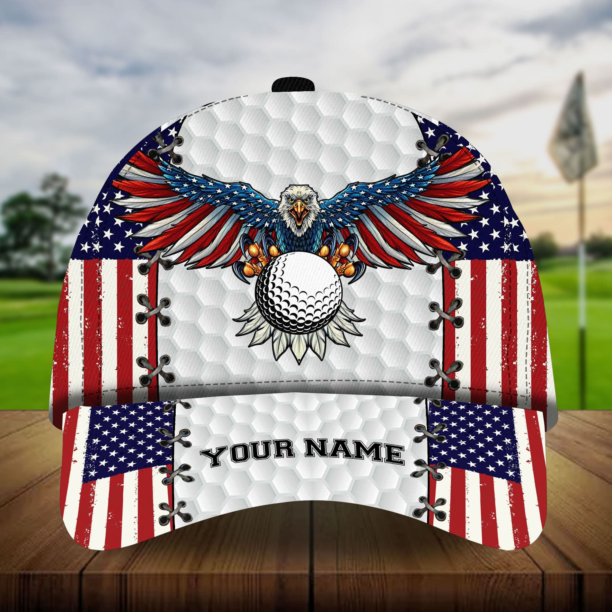 Premium Cool American Flag Golf Ball Golf Hats Multicolored Personalized Classic Cap