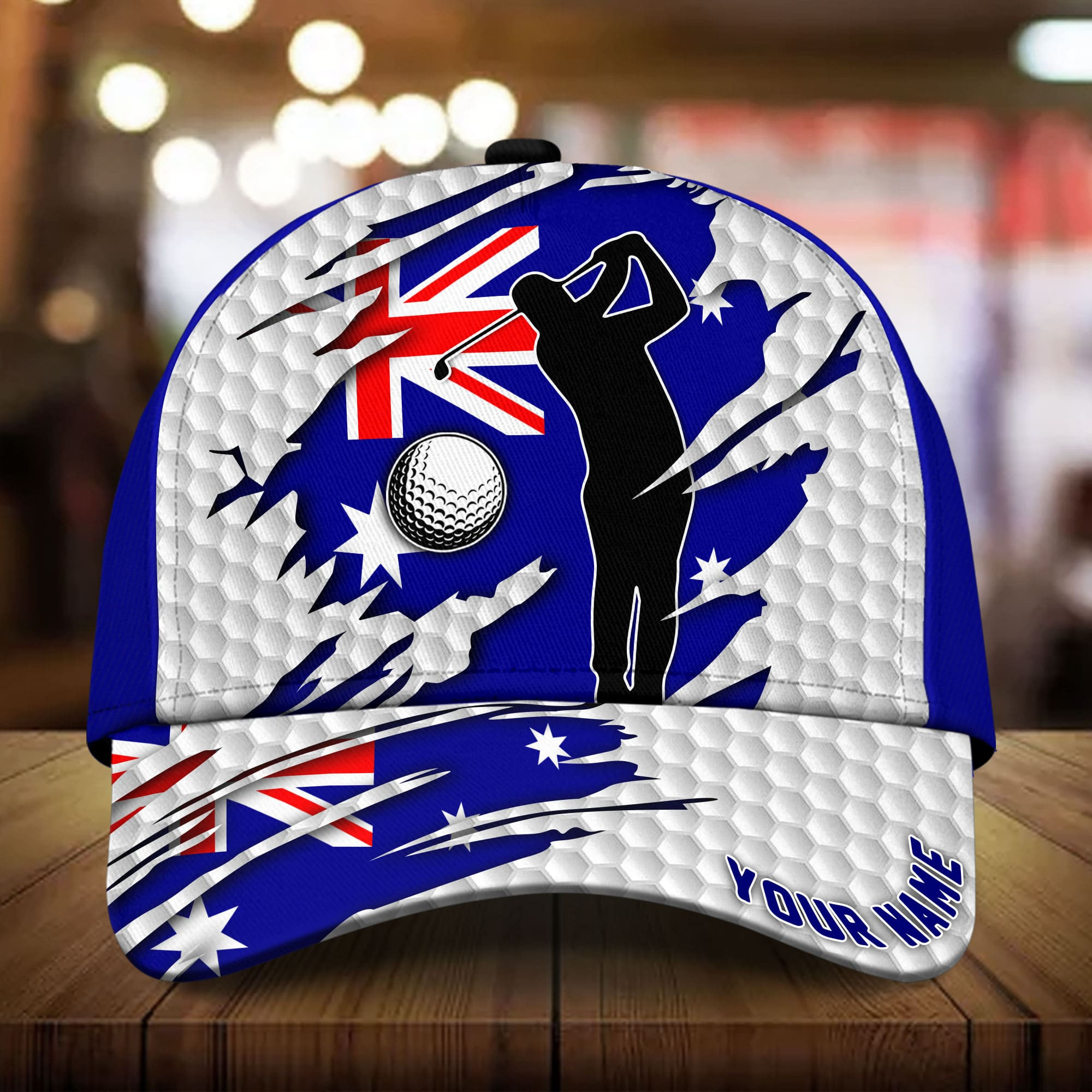 Premium Cool Art Australia Golfer 3D Hat Cracked Multicolor Personalized Classic Cap