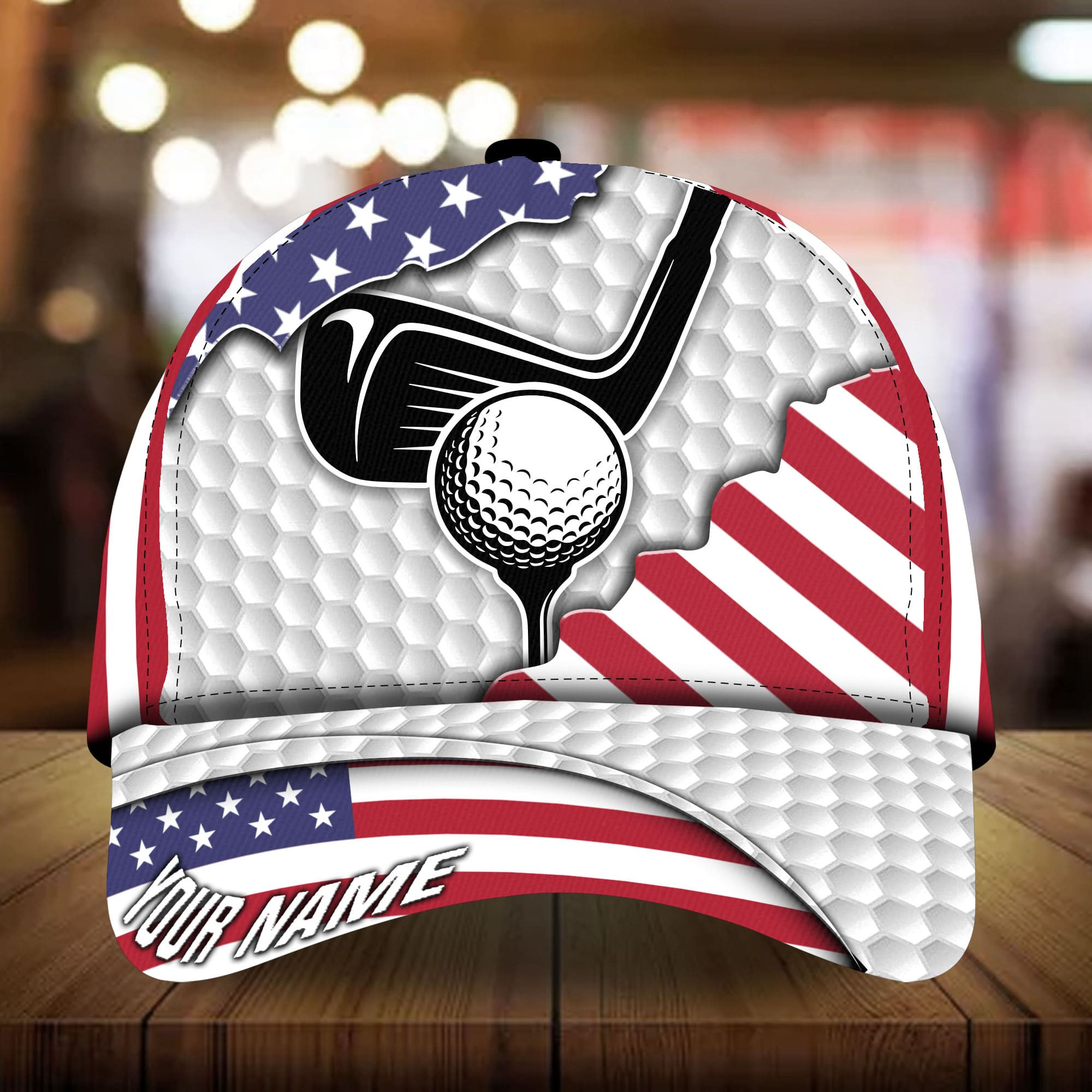 Premium Cool Art Golf 3D Hats America Flag Multicolor Personalized Classic Cap