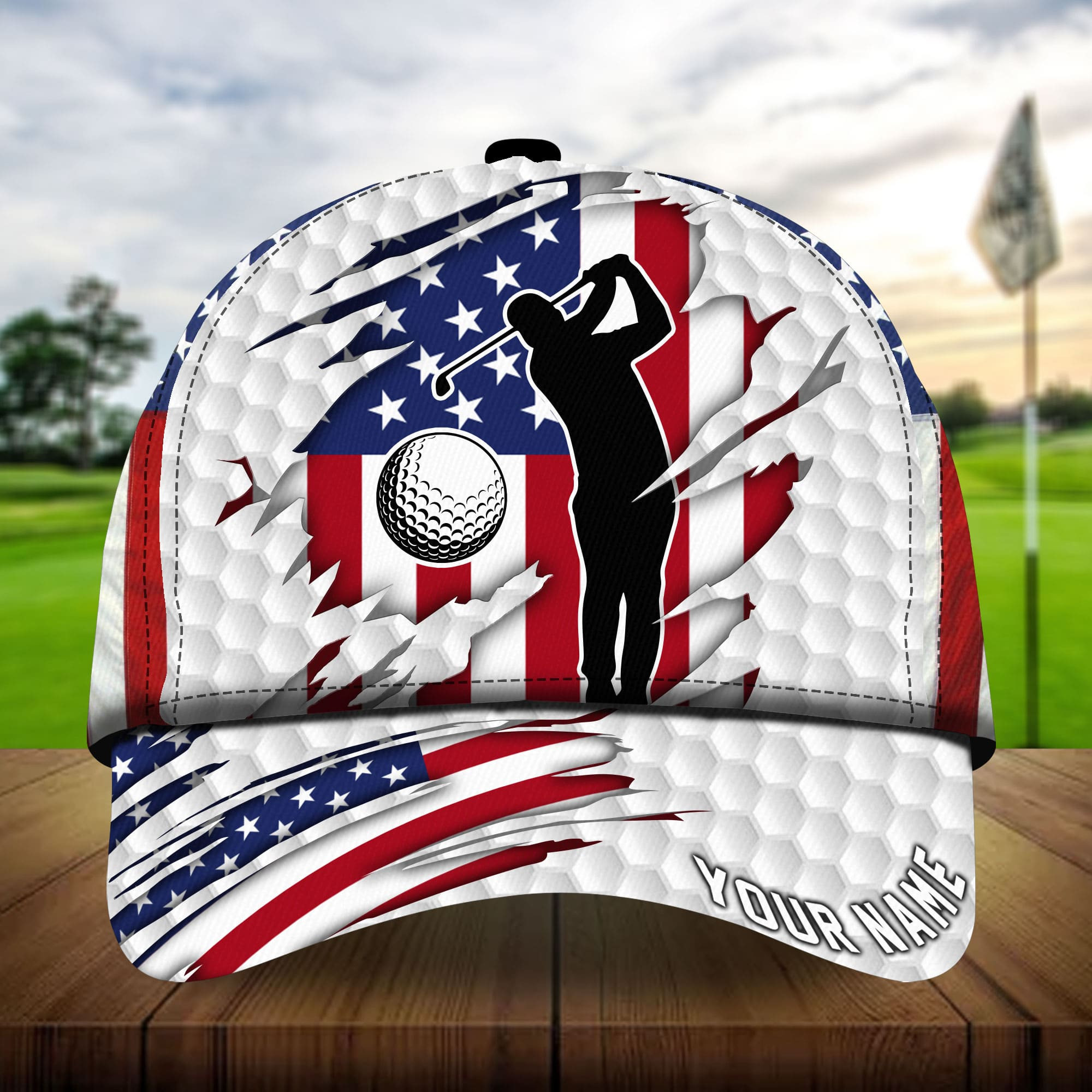 Premium Cool Flag Golfer And Ball Golf Hats For Golf Lovers Personalized Classic Cap