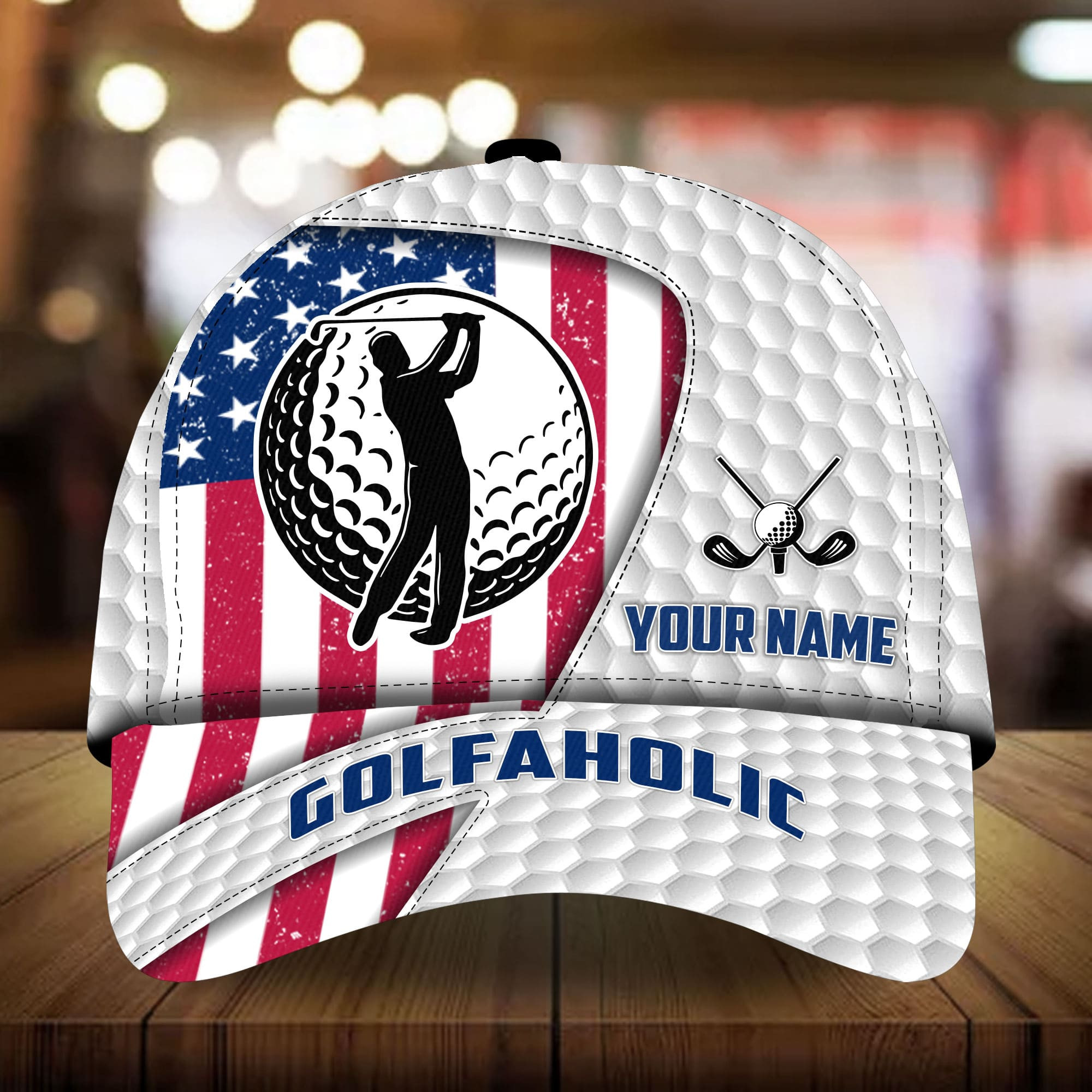 Premium Cool Golfer And Ball 3D Hats US Flag Multicolor Personalized Classic Cap