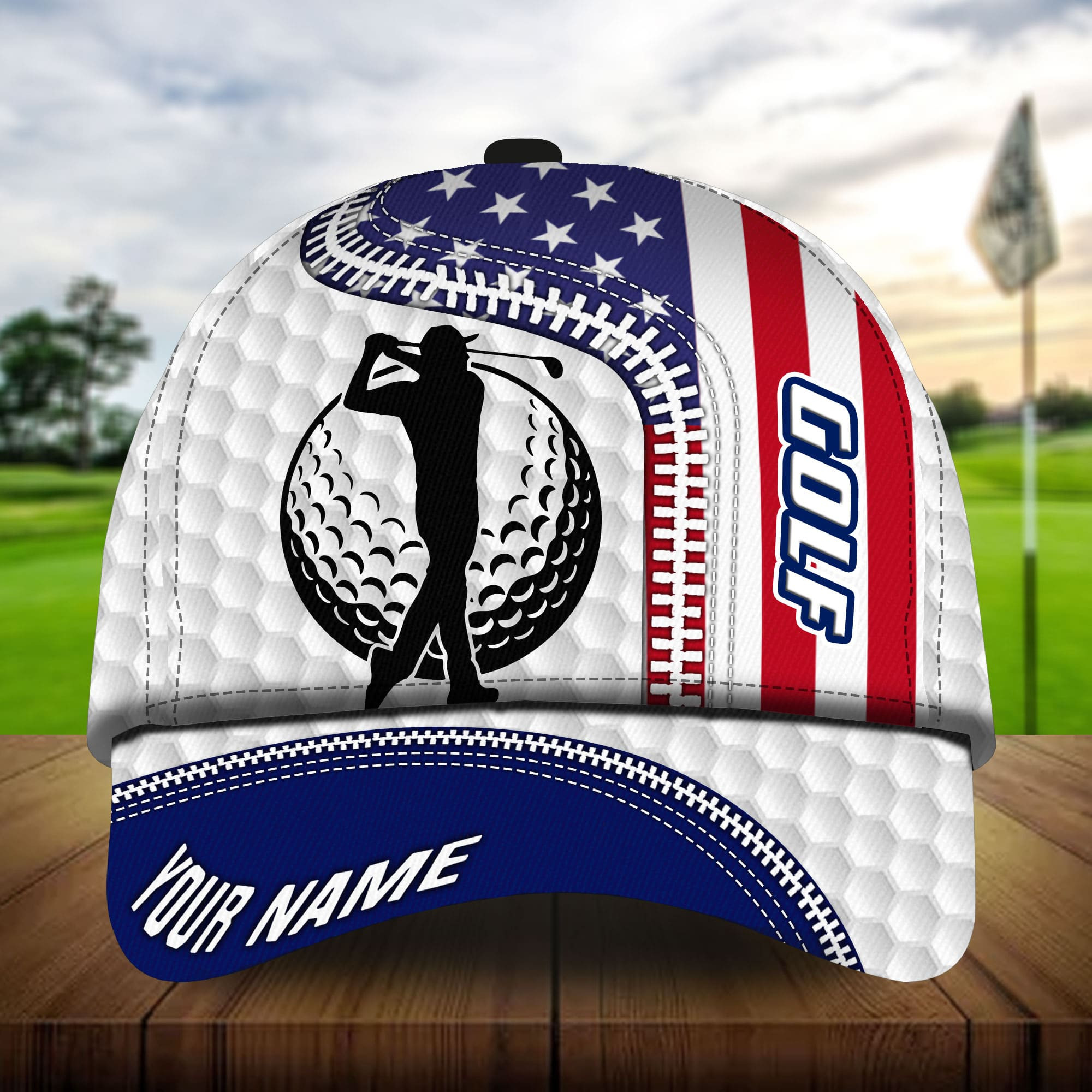 Premium Cool Golfer With National Flag Golf Hats For Golf Lovers Personalized Classic Cap