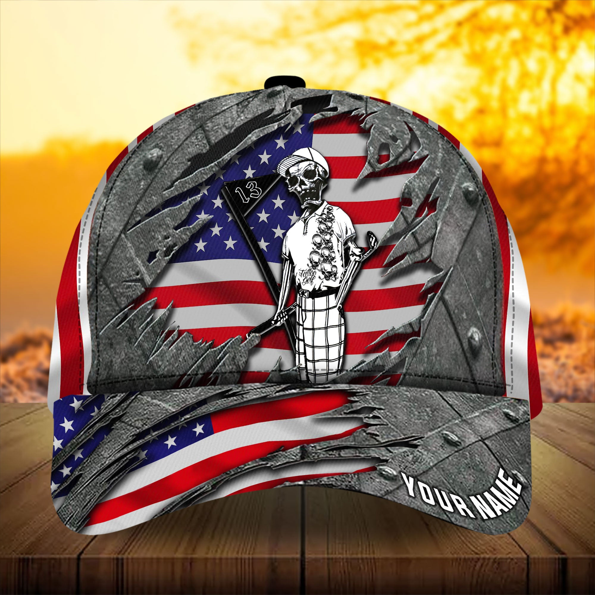 Premium Cool Skull Usa Golf Lover Golfing Cap 3D Multicolor Personalized Classic Cap