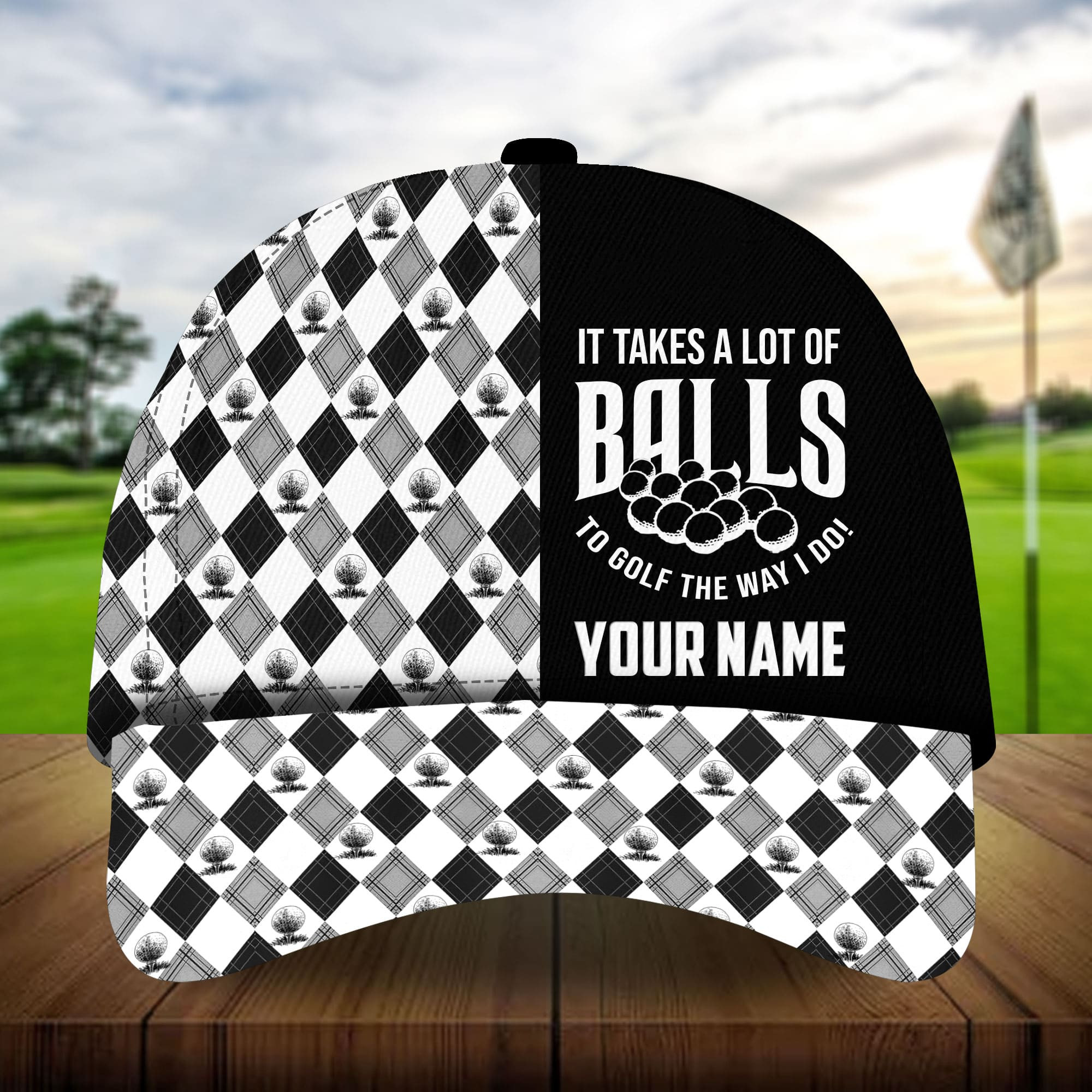 Premium It Takes A Lot Of Balls To Golf The Way I Do Golf Hats Multicolored Personalized Classic Cap