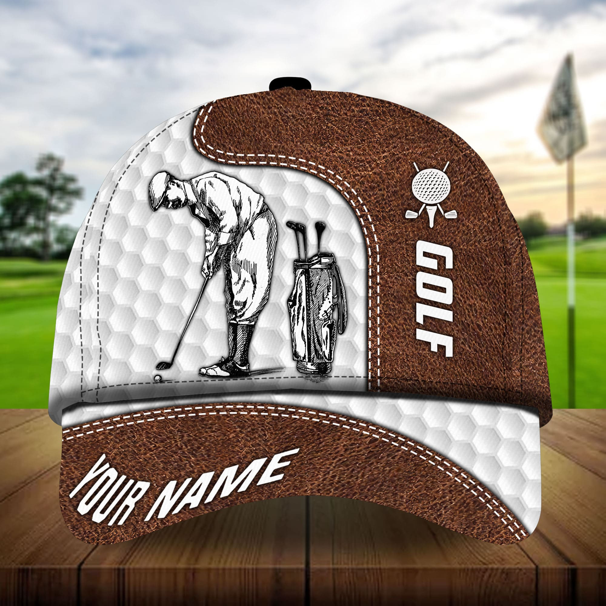 Premium Leather Cool Man Golf Hats For Golf Lovers Multicolor Personalized Classic Cap