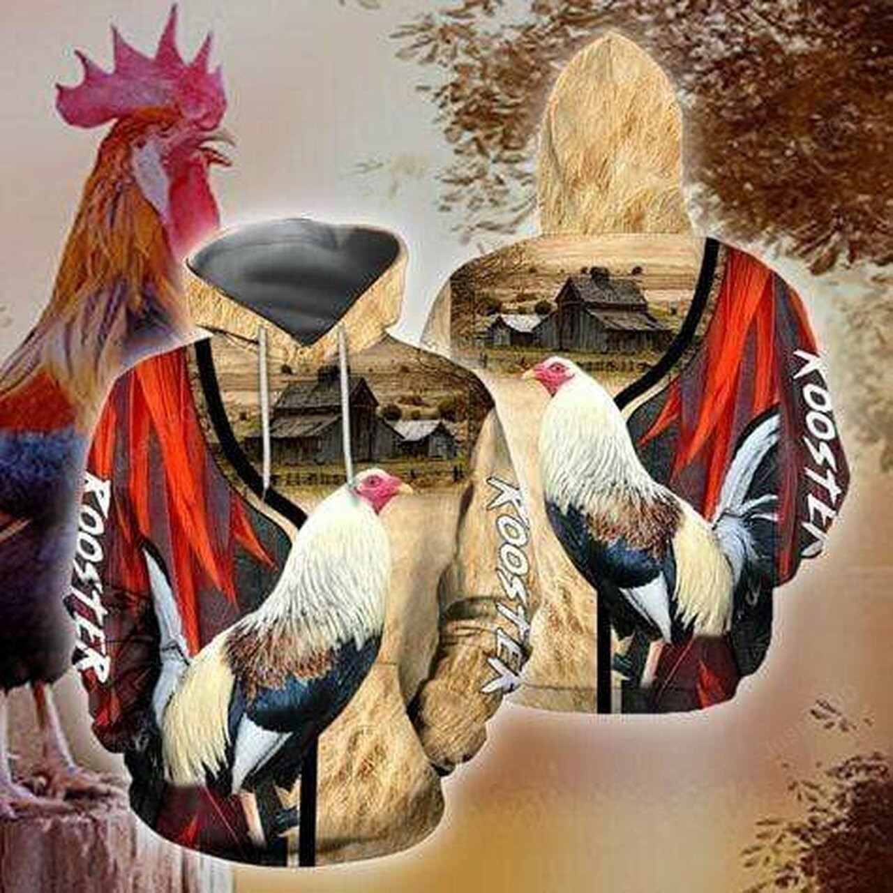 Premium Rooster 3d All Print Hoodie