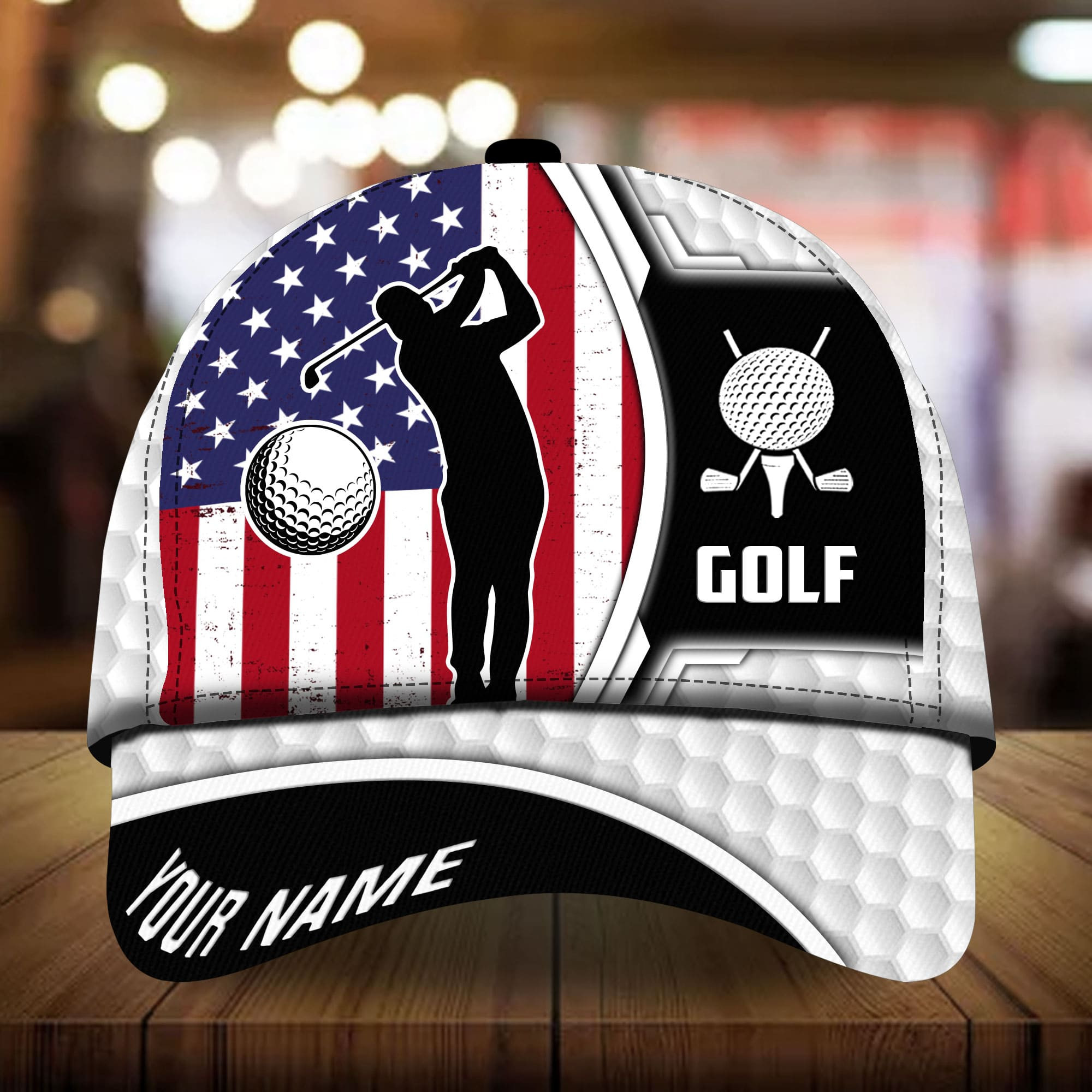 Premium Unique American Flag Golfer And Ball Golf Hats Multicolored Personalized Classic Cap