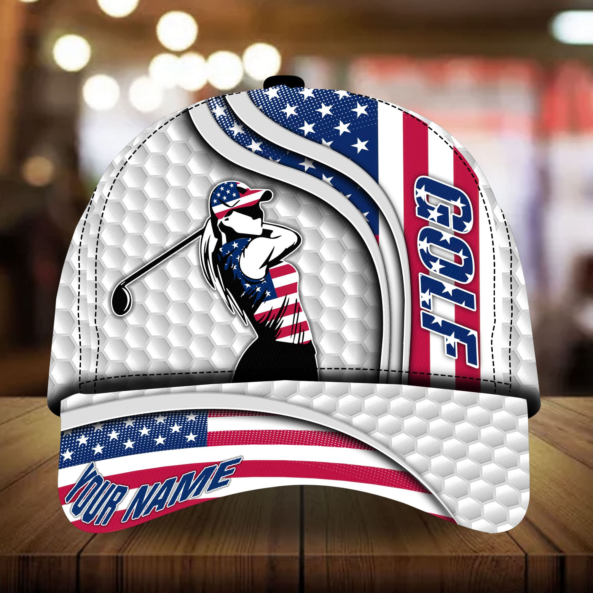 Premium Woman 3D Golf Hats For Lovers US Flag Multicolor Personalized Classic Cap