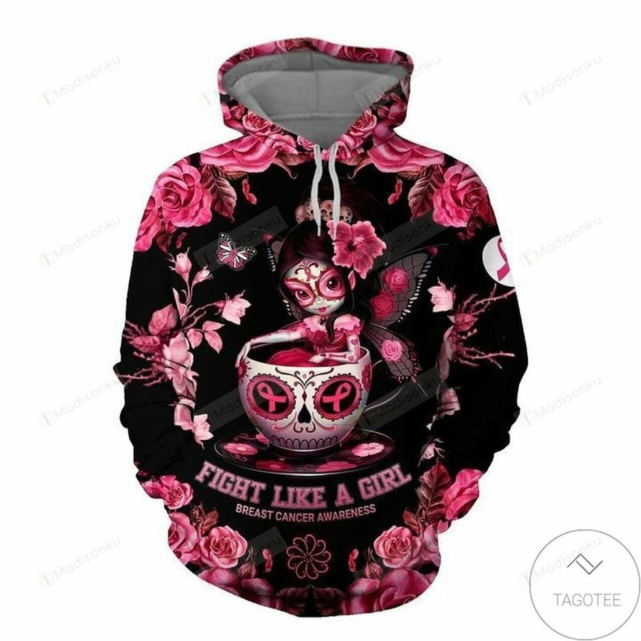 Present Breast Cancer Awareness Fight Like A Girl 3d All Over Print Hoodie