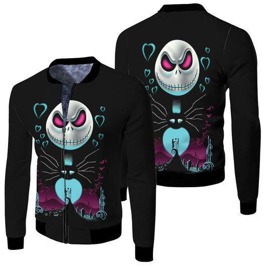 Printed Nightmare Before Christmas Jack Skellingtons Fleece Bomber Jacket