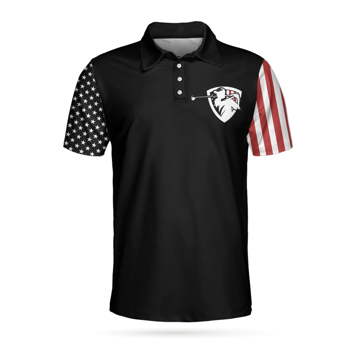 Proud American Short Sleeve Golf Polo Shirt Dark Theme American Flag Polo Shirt Patriotic Golf Shirt For Men