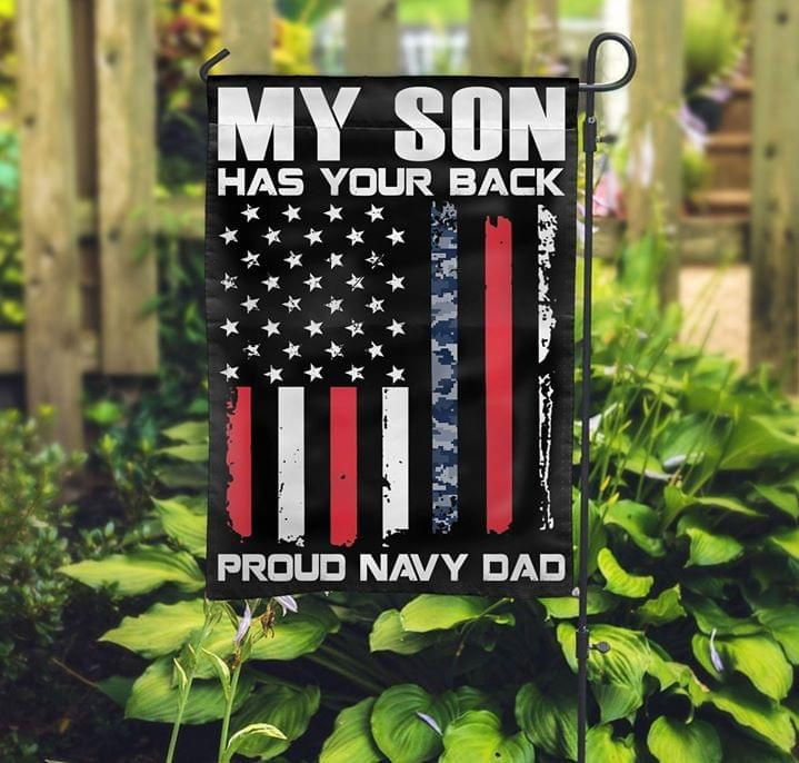 Proud Navy Dad American Flag Gift for Independence Day Us Flag Garden Flag House Flag