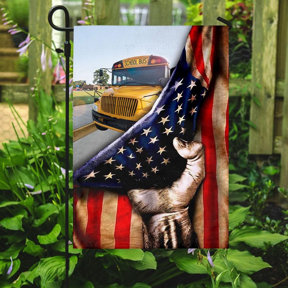 Proud Usa School Bus Driver Garden Flag House Flag
