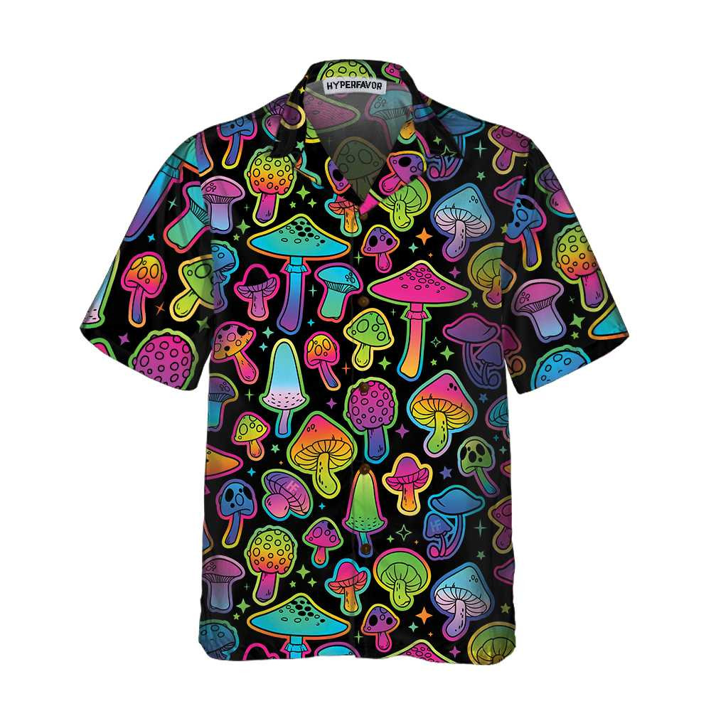 Psychedelic Mushroom Pattern Hawaiian Shirt Printed Trippy Mushroom Shirt For Men Women