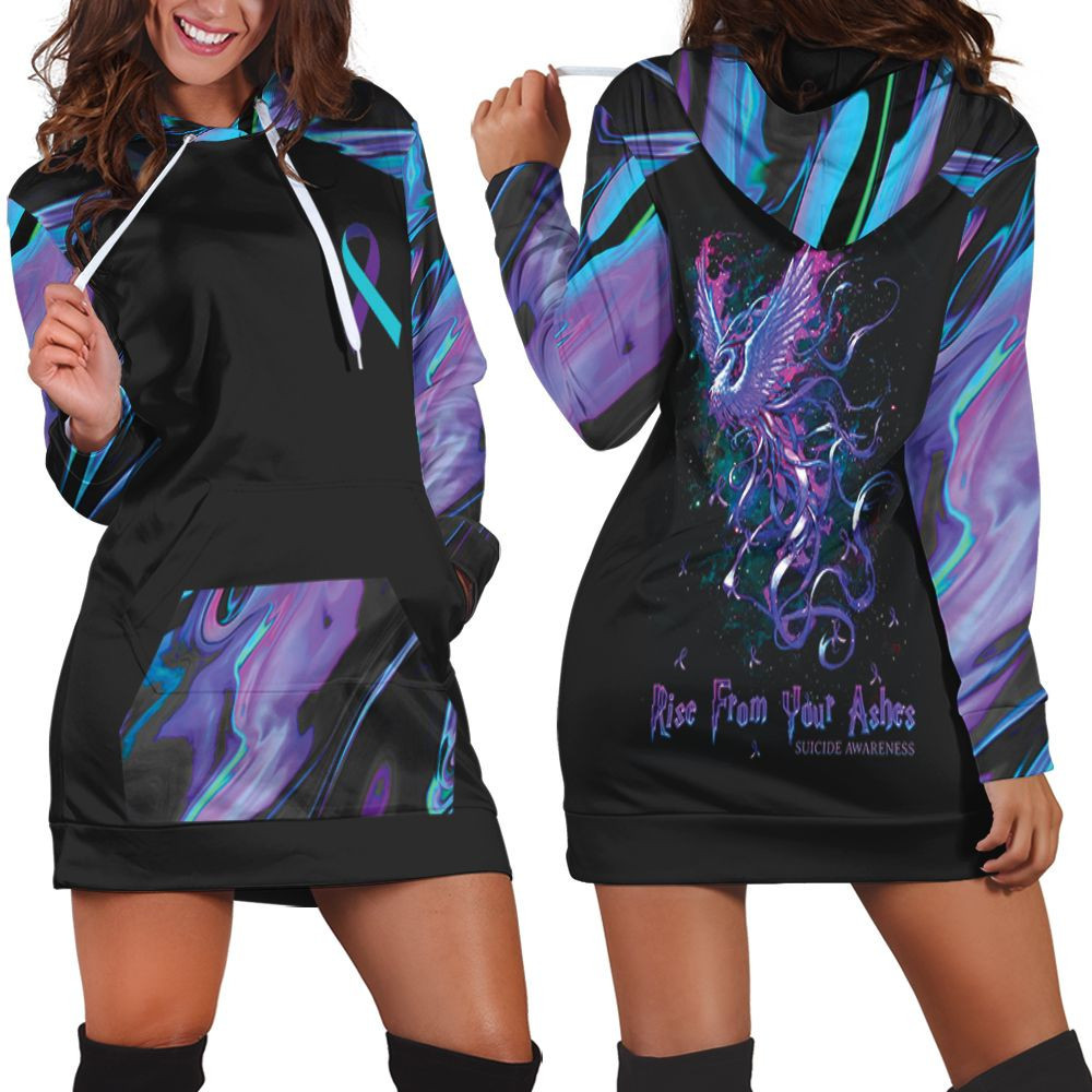 Psychedelic Phoenix Rise From Your Ashes Suicide Prevention 3d Hoodie Dress Sweater Dress Sweatshirt Dress