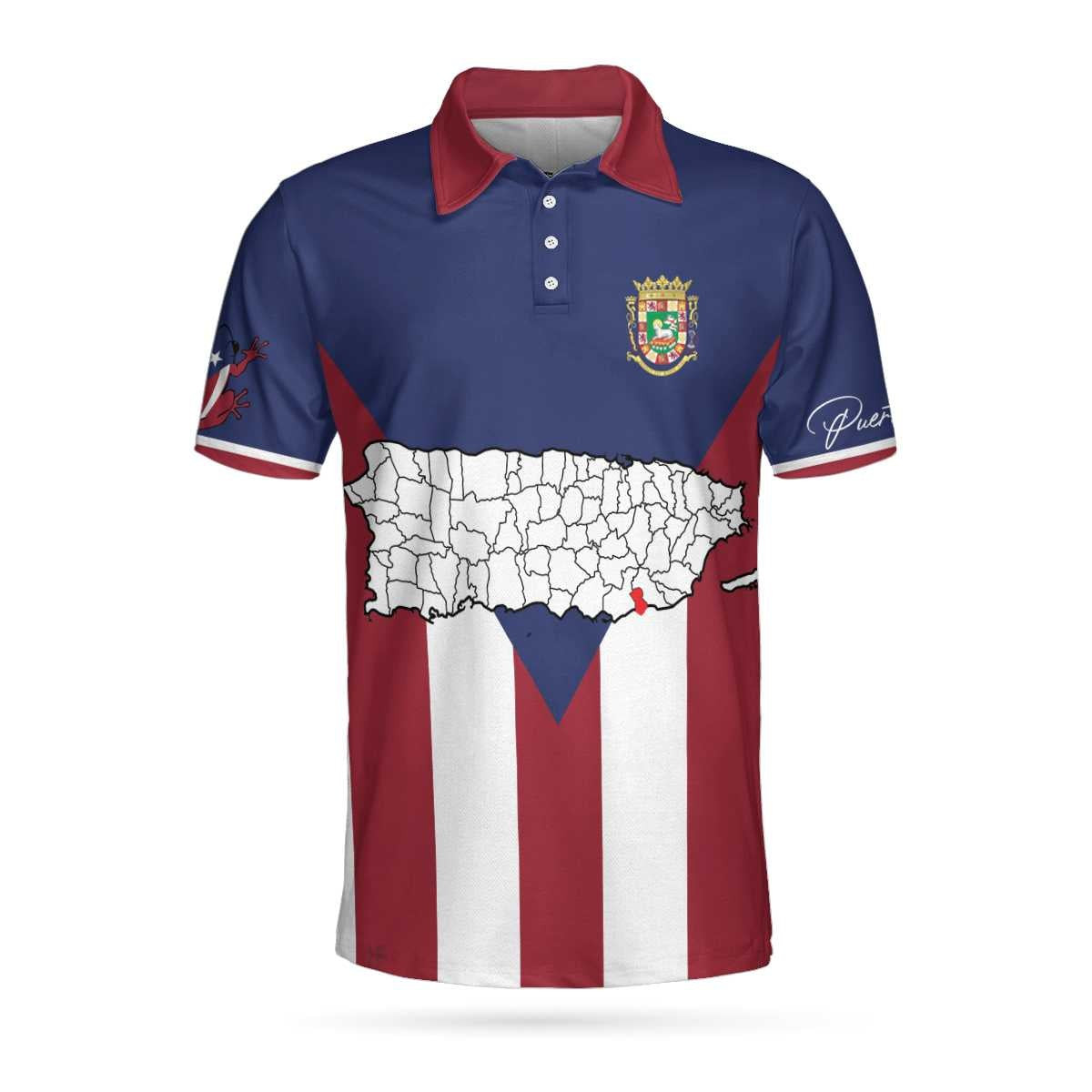 Puerto Rico Coat Of Arms Polo Shirt Puerto Rico Territory Map And Flag Polo Shirt Best Golf Shirt For Men