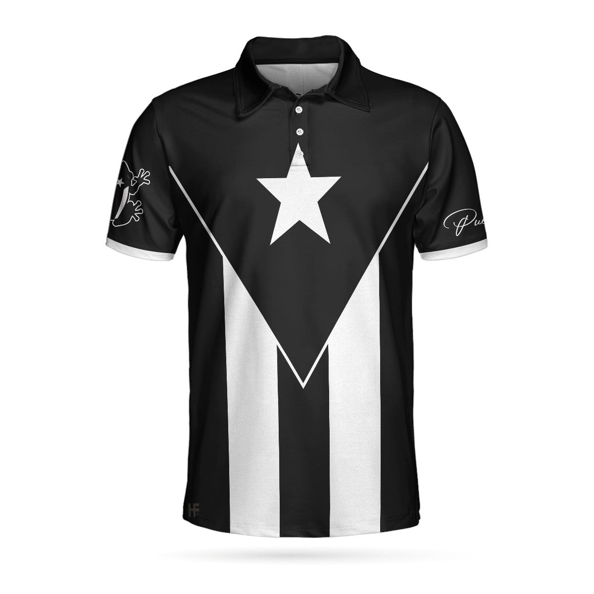 Puerto Rico Flag Black And White Polo Shirt Puerto Rican Toad Coqu Shirt