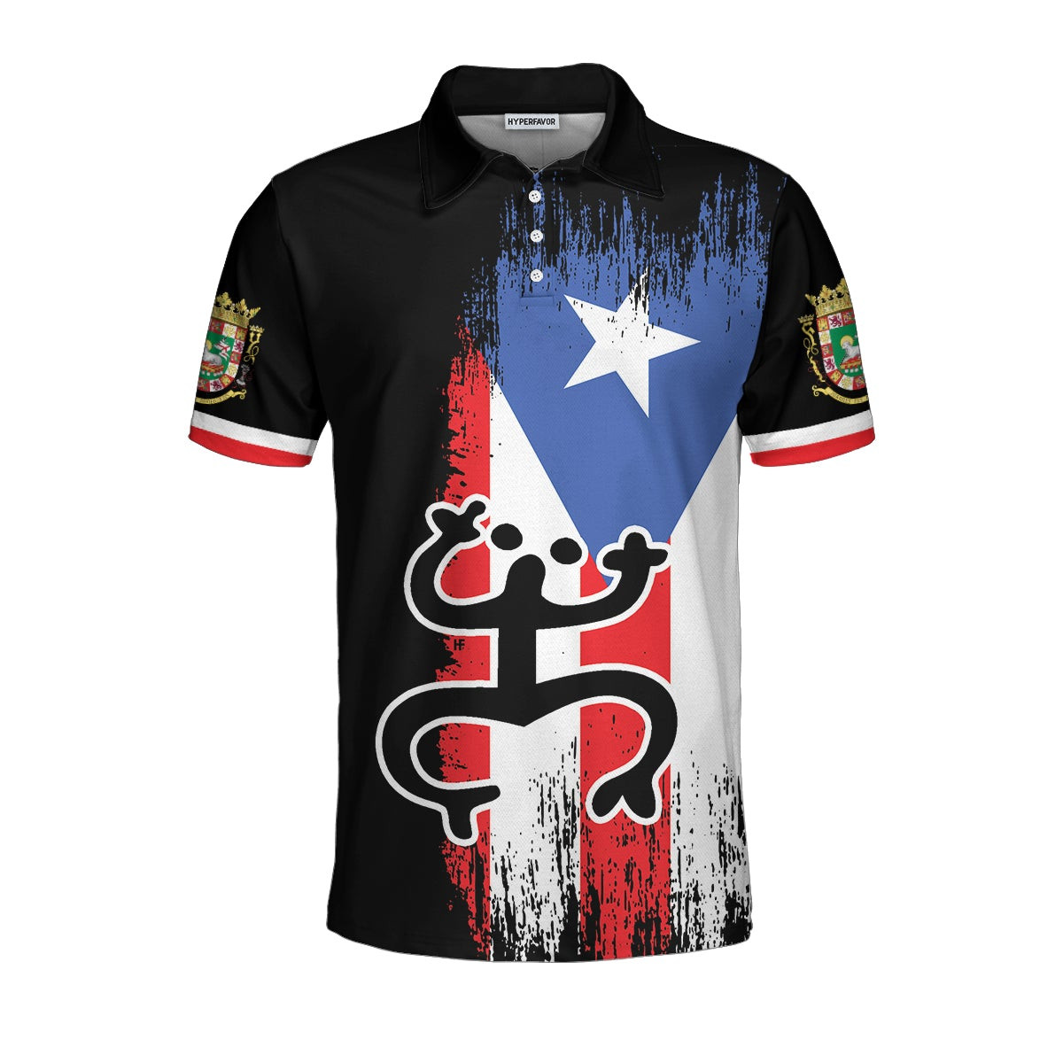 Puerto Rico King Polo Shirt Black Puerto Rico Flag Shirt For Adults Gift Idea For Puerto Rico Fans