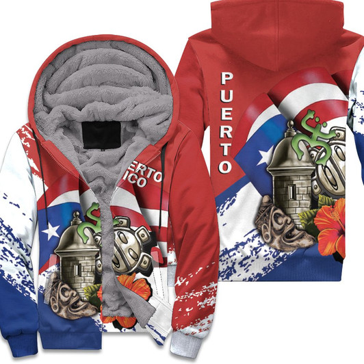 Puerto Rico Symbols All Over Print 3D 3D Fleece Hoodie