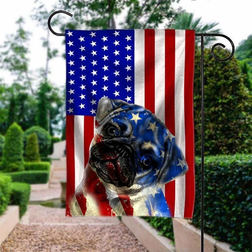 Pug American Flag Garden Flag House Flag