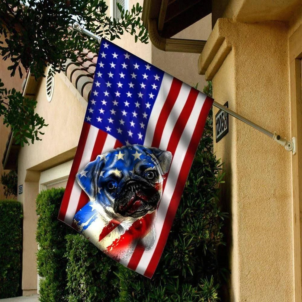 Pug American Flag Garden Flag House Flag