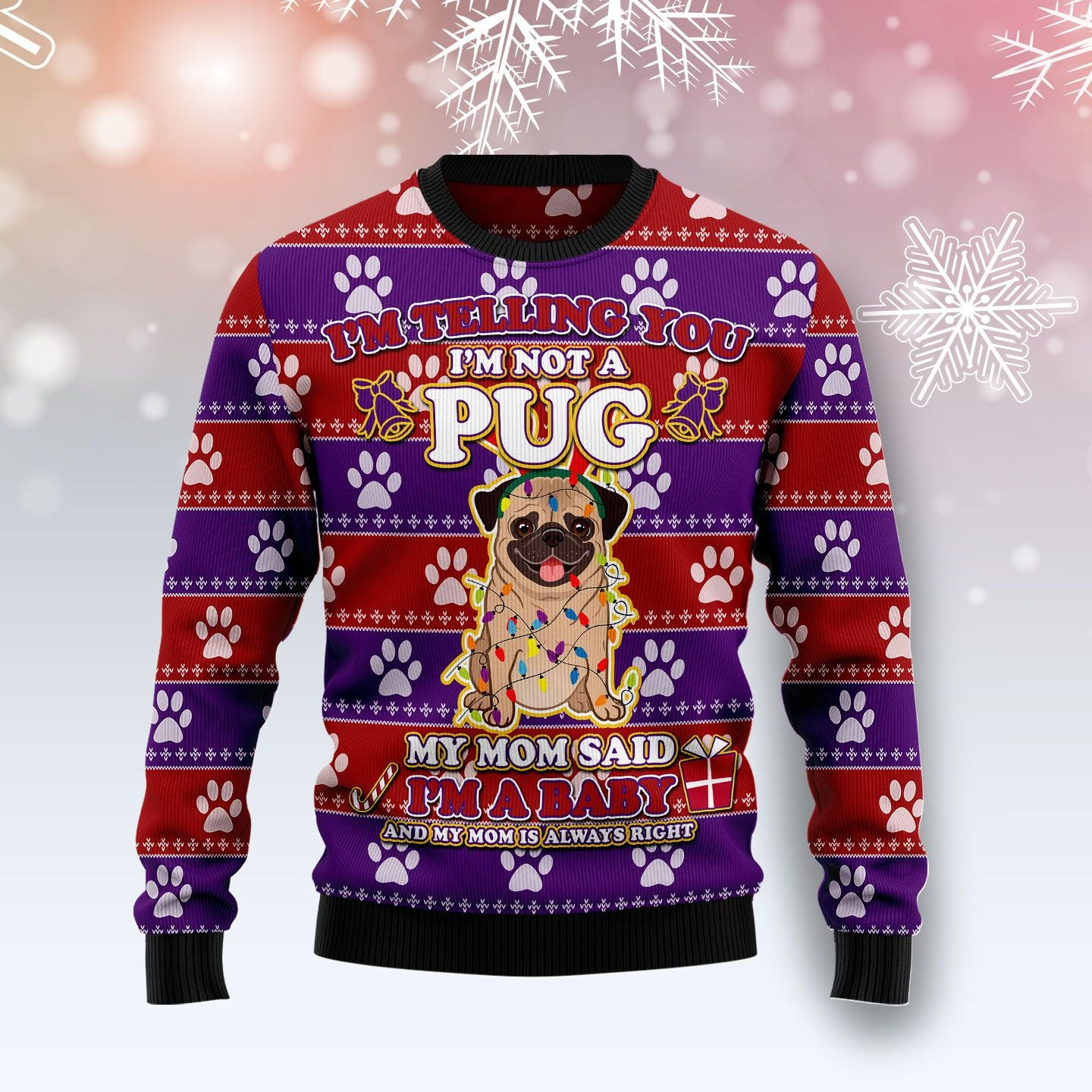 Pug Baby Christmas Ugly Christmas Sweater, Ugly Sweater For Men Women, Holiday Sweater