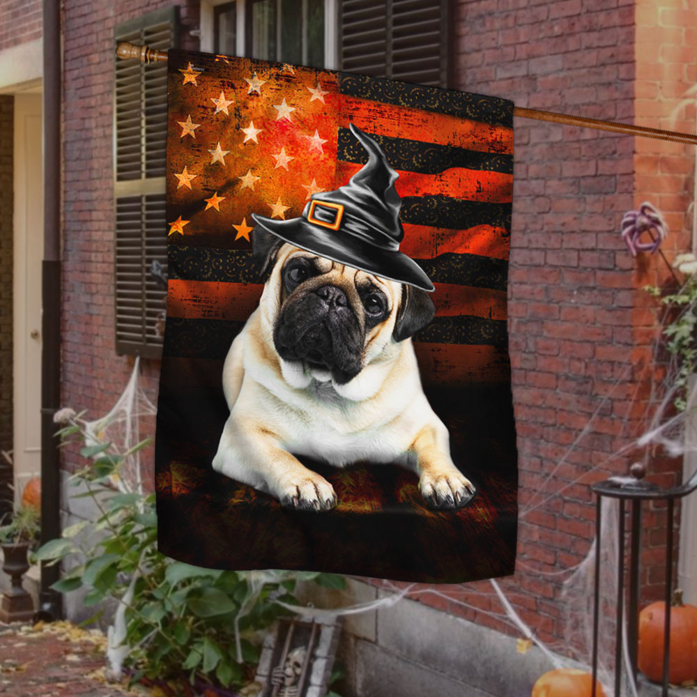 Pug Dog Halloween Flag Halloween Outdoor Decor Fall Yard House Decoration