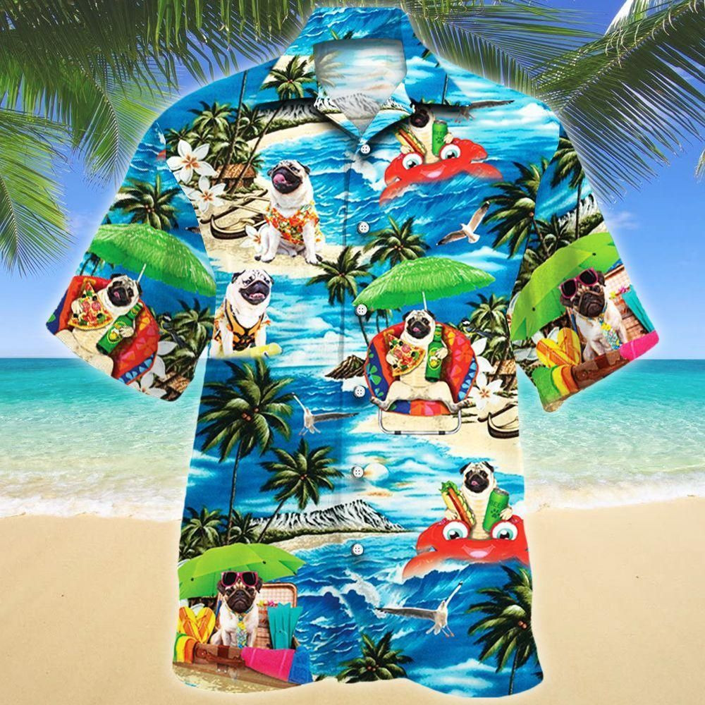 Pug Dog Lovers Beach Vibe Aloha Hawaiian Shirt Colorful Short Sleeve Summer Beach Casual Shirt For Men And Women