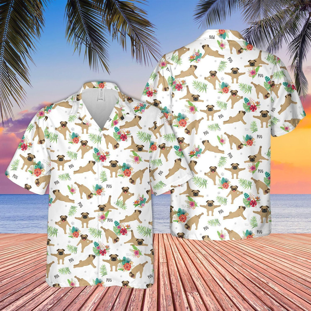 Pug Dog Lovers Funny Aloha Hawaiian Shirt Colorful Short Sleeve Summer Beach Casual Shirt For Men And Women