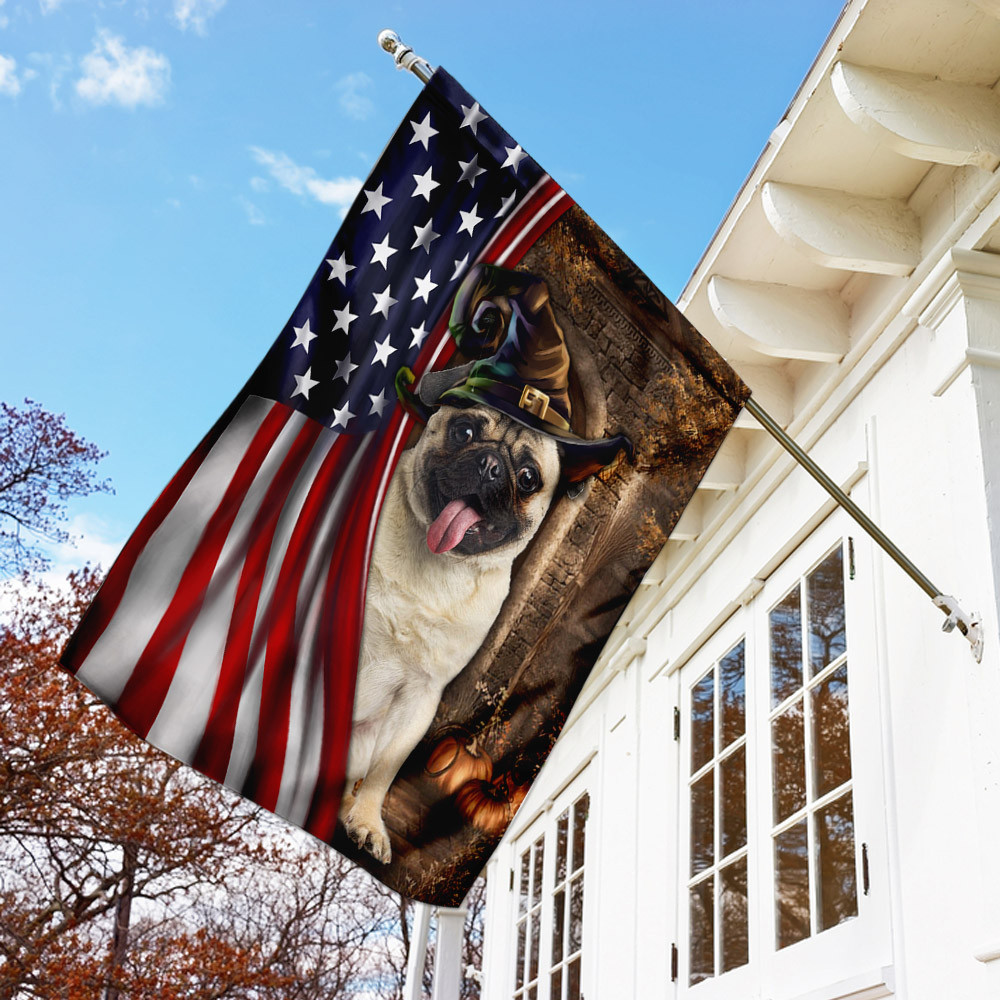 Pug Halloween American US Flag Halloween Outdoor Decor Fall Yard House Decoration