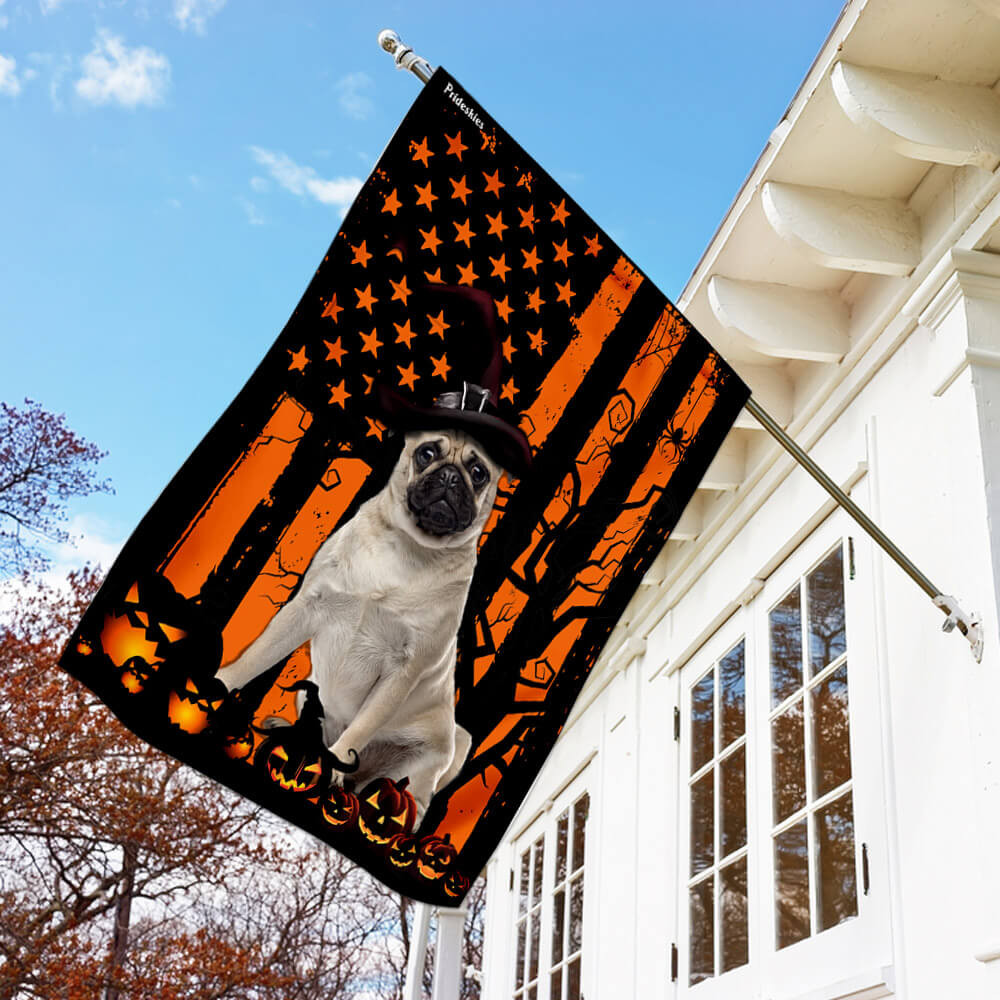 Pug Halloween American US Flag Halloween Outdoor Decor Fall Yard House Decoration