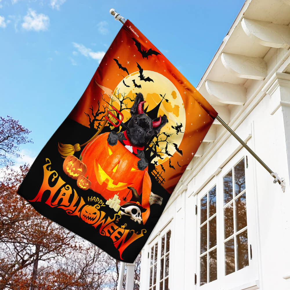 Pug Halloween Pumpkin Flag Halloween Outdoor Decor Fall Yard House Decoration