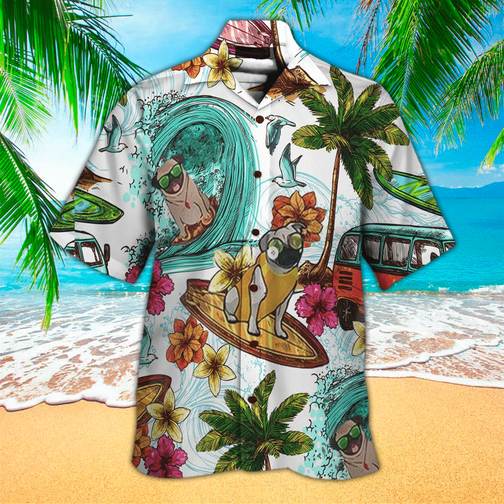 Pug Terrier Aloha Hawaii Shirt Perfect Hawaiian Shirt For Pug Lover Shirt For Men and Women