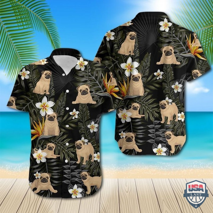 Pug Tropical Leaves Hawaiian Shirt For Men and Women