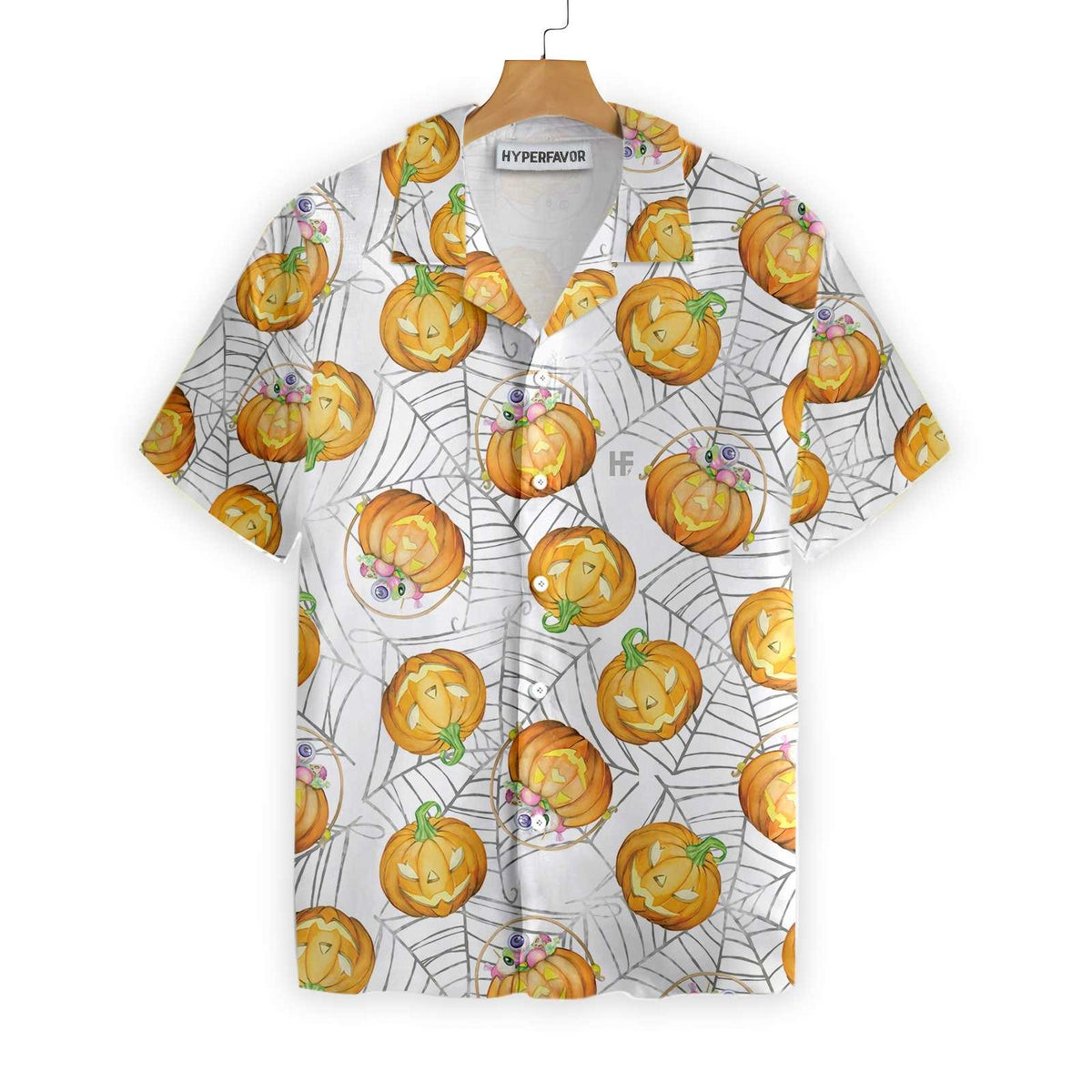 Pumpkin Candy Halloween Spider Web Hawaiian Shirt