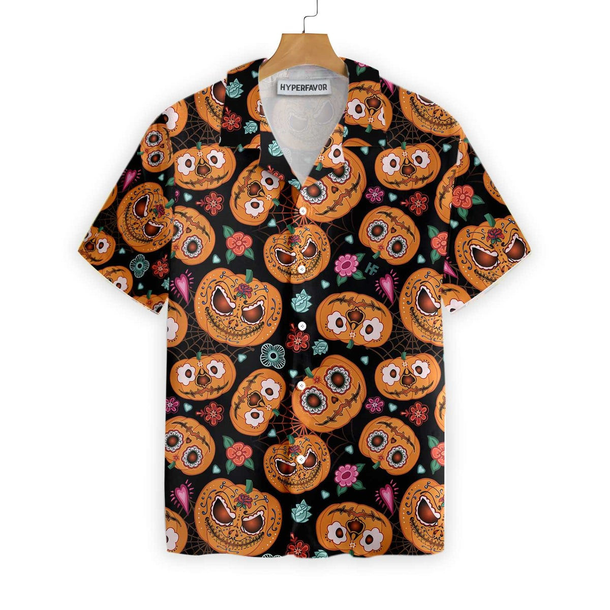 Pumpkin Flower Halloween Theme Hawaiian Shirt