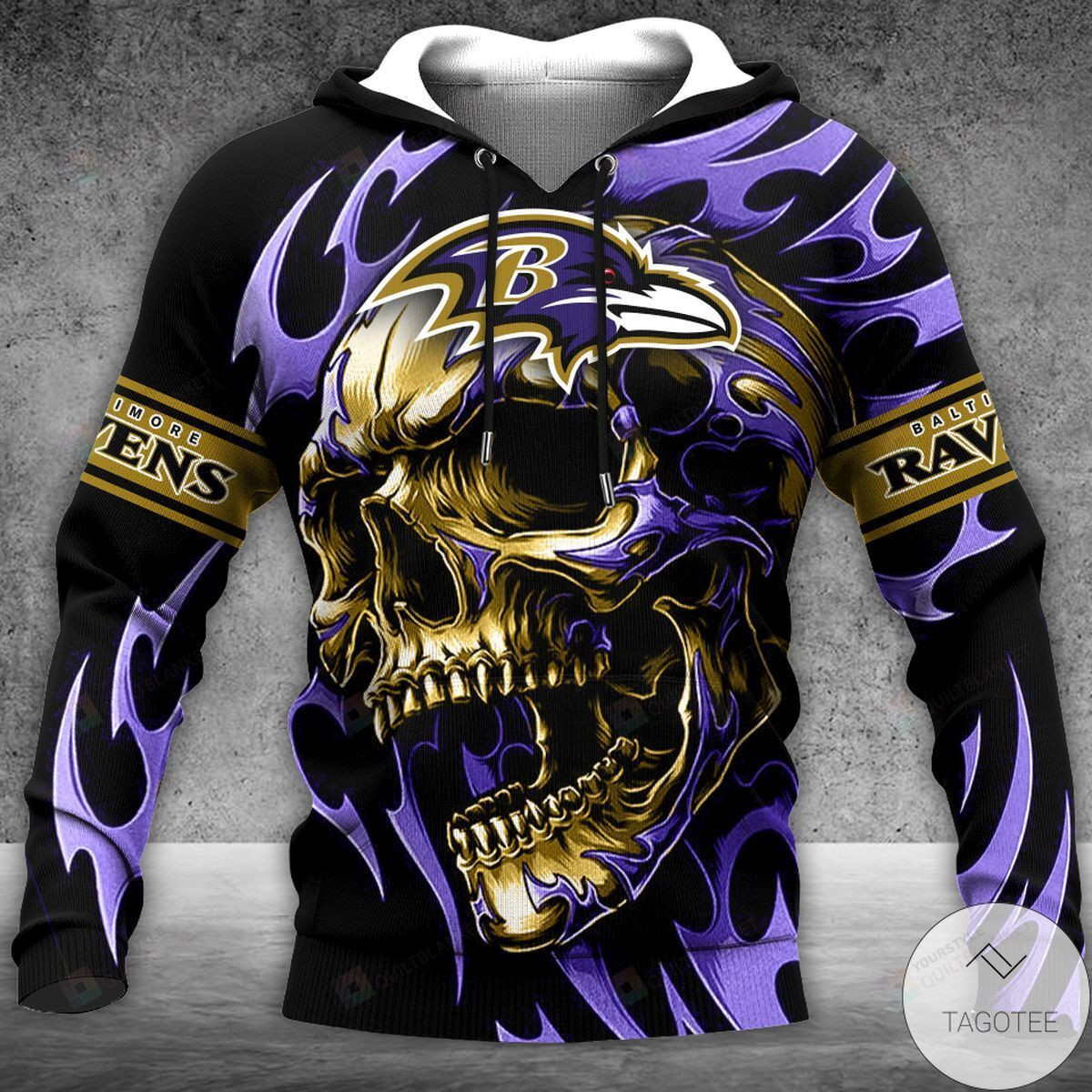 Punisher Baltimore Ravens Skull 3D All Over Print Hoodie