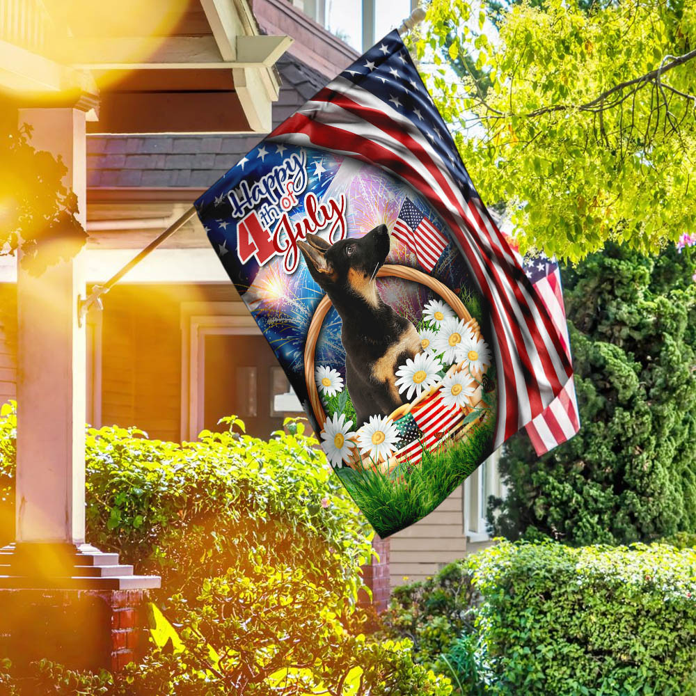 Puppy German Shepherd Happy 4th Of July American Flag Fourth July Flag USA Independence Day Flag Patriotic Flag