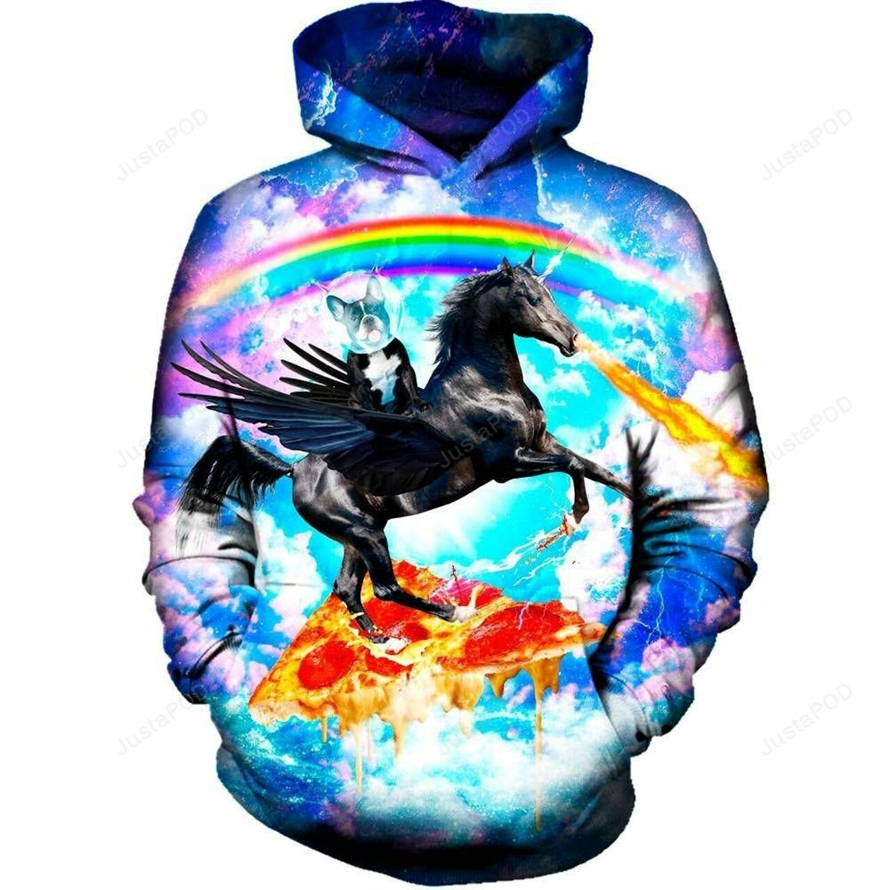 Puppy Riding Pegasus 3d All Over Printed Hoodie