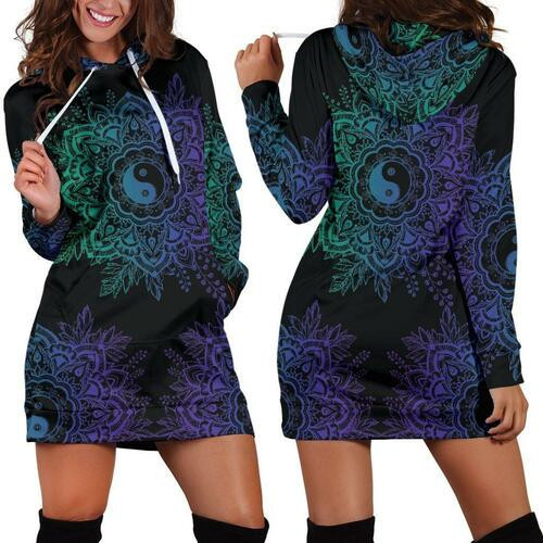 Purple Yin Yang Lotus Hoodie Dress Sweater Dress Sweatshirt Dress 3d All Over Print For Women Hoodie