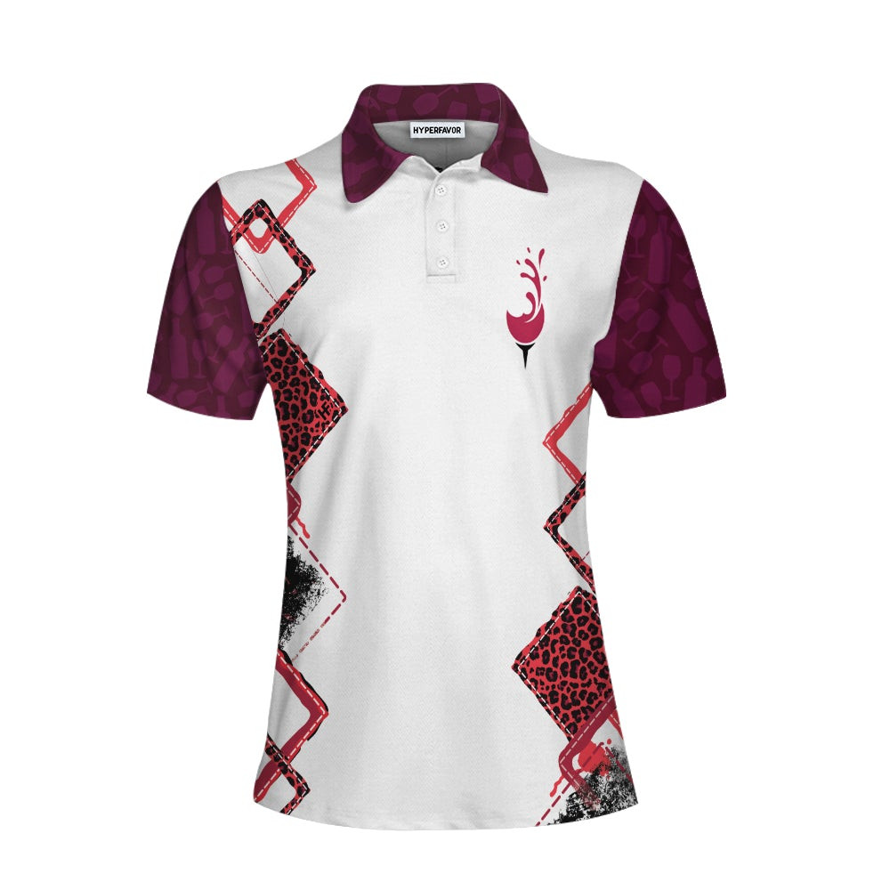 Putt Now Wine Later Elegant Leopard Pattern Golf Short Sleeve Women Polo Shirt Golf Shirt For Ladies