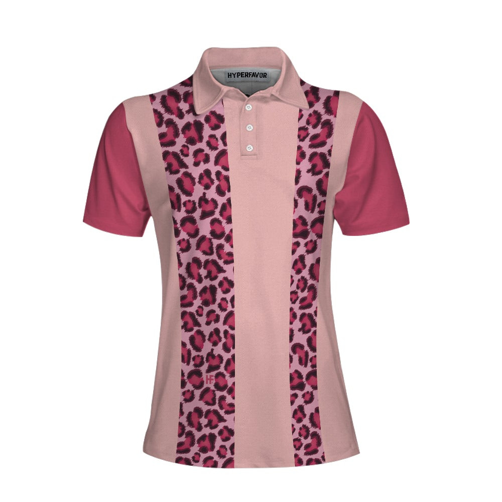 Queen Of The Golf Course Short Sleeve Women Polo Shirt Leopard Pattern Golf Polo Shirt Gift For Female Golfers