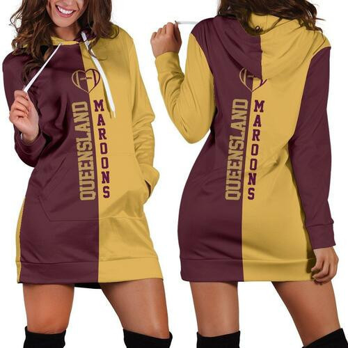 Queensland Maroons Hoodie Dress Sweater Dress Sweatshirt Dress 3d All Over Print For Women Hoodie