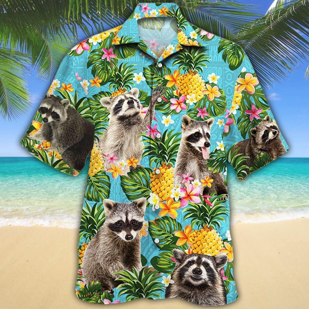 Raccoon Lovers Pineapple Aloha Hawaiian Shirt Colorful Short Sleeve Summer Beach Casual Shirt For Men And Women