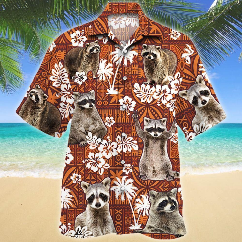 Raccoon Red Tribal Aloha Hawaiian Shirt Colorful Short Sleeve Summer Beach Casual Shirt For Men And Women