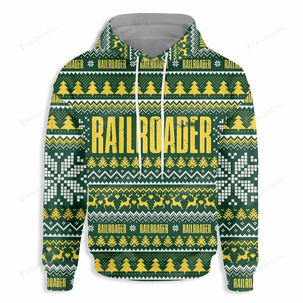 Railroader Happy Christmas For Unisex 3d All Over Print Hoodie