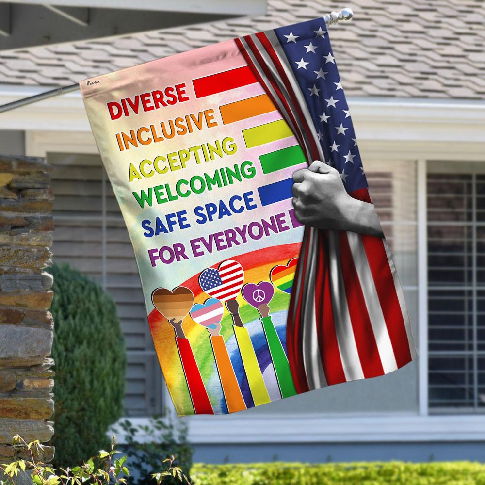 Rainbow Diverse Inclusive Accepting Welcoming Safe Space For Everyone LGBT Flag Diversity Flag